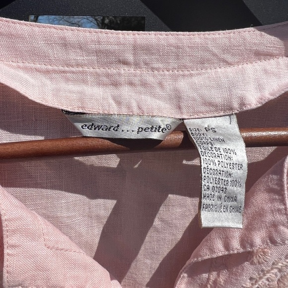 Edward Petite Womens Pastel Pink Linen Boho Embroidered Coquette Girl Blouse - Picture 5 of 12